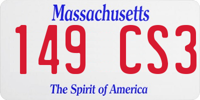 MA license plate 149CS3