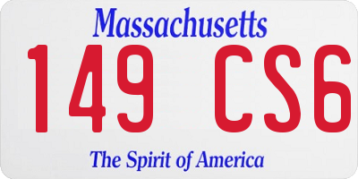 MA license plate 149CS6