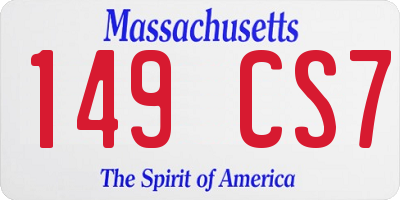 MA license plate 149CS7