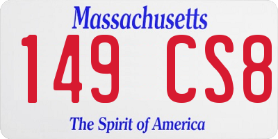 MA license plate 149CS8