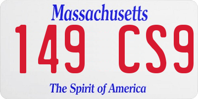 MA license plate 149CS9