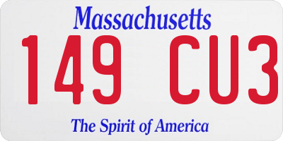 MA license plate 149CU3