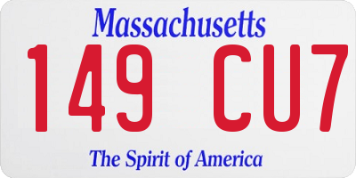 MA license plate 149CU7