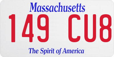 MA license plate 149CU8