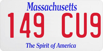 MA license plate 149CU9