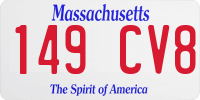 MA license plate 149CV8