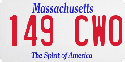 MA license plate 149CW0