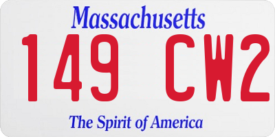 MA license plate 149CW2