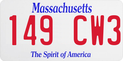 MA license plate 149CW3