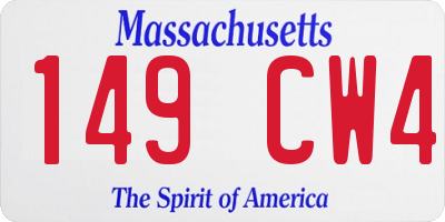 MA license plate 149CW4