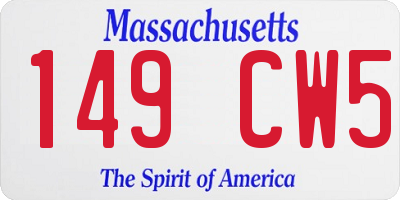 MA license plate 149CW5