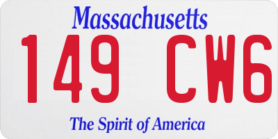 MA license plate 149CW6