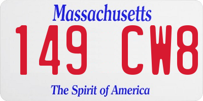 MA license plate 149CW8