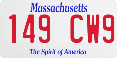MA license plate 149CW9