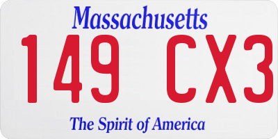 MA license plate 149CX3