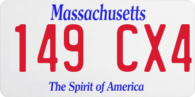MA license plate 149CX4