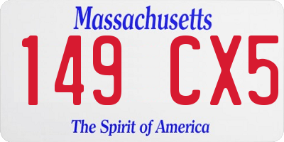 MA license plate 149CX5