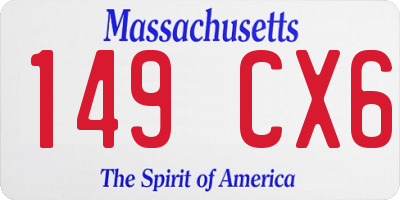 MA license plate 149CX6