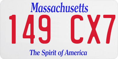 MA license plate 149CX7