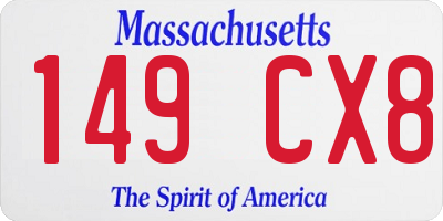 MA license plate 149CX8