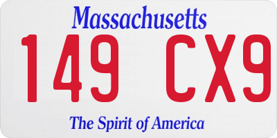 MA license plate 149CX9