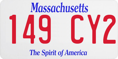 MA license plate 149CY2