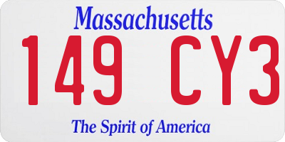 MA license plate 149CY3