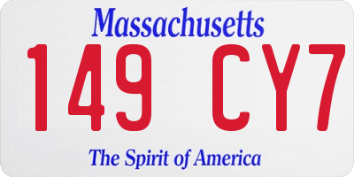 MA license plate 149CY7