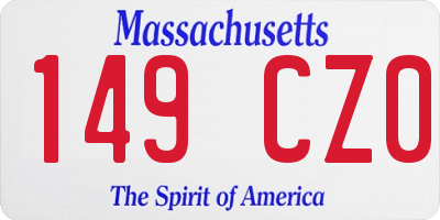 MA license plate 149CZ0
