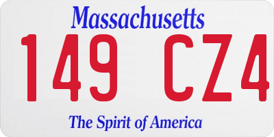 MA license plate 149CZ4