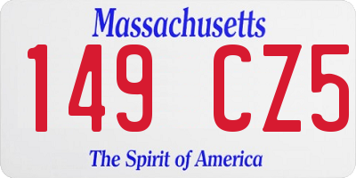 MA license plate 149CZ5