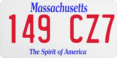 MA license plate 149CZ7