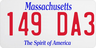 MA license plate 149DA3