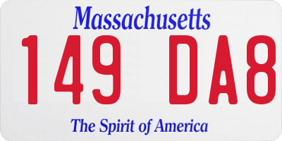MA license plate 149DA8