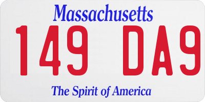 MA license plate 149DA9