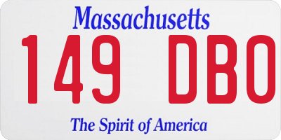 MA license plate 149DB0