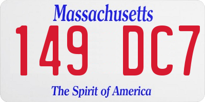 MA license plate 149DC7