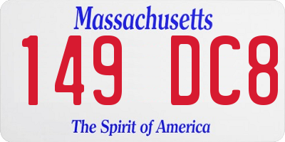 MA license plate 149DC8