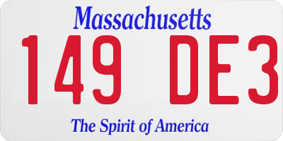 MA license plate 149DE3