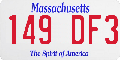 MA license plate 149DF3