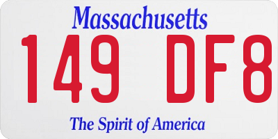 MA license plate 149DF8