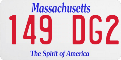 MA license plate 149DG2