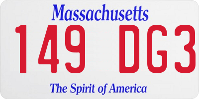 MA license plate 149DG3