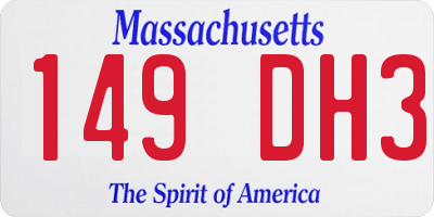 MA license plate 149DH3