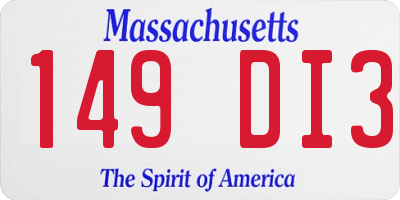 MA license plate 149DI3