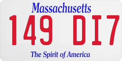 MA license plate 149DI7