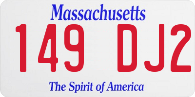 MA license plate 149DJ2