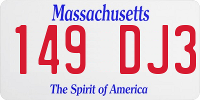 MA license plate 149DJ3