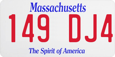 MA license plate 149DJ4