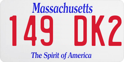 MA license plate 149DK2